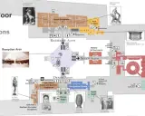 Plan zwiedzania Luwru: dolny parter z dostępem do kolekcji: antyki orientalne, rzeźby, historia Luwru, sztuka islamu, starożytna Grecja, Egipt.