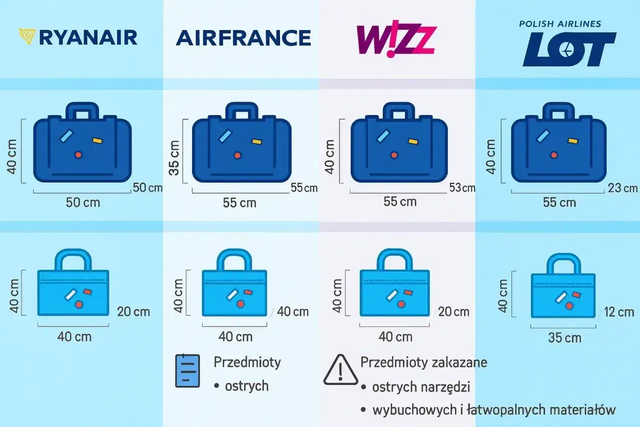 Wymiary bagażu podręcznego Air France: 35x55x20 cm. Sprawdź, co możesz zabrać na pokład.